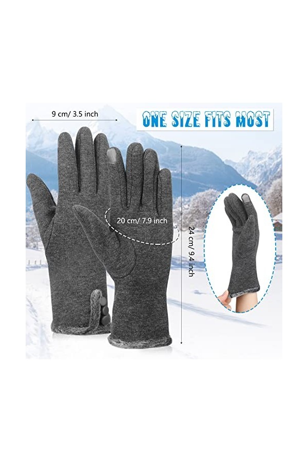 2 Paires Gants Hiver Chauds de Textos à Écran Tactile Coupe-Vent Mitaines de Téléphone Sport Doigts Complets, Noir et Gris