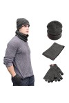 Acxilexy Tricoté Dhiver Bonnet avec écharpe et Gants pour Homme et Femme, Bonnet Écharpe Tube Et Gants à écran Tactile avec 