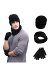 Acxilexy Tricoté Dhiver Bonnet avec écharpe et Gants pour Homme et Femme, Bonnet Écharpe Tube Et Gants à écran Tactile avec 
