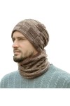 Bequemer Laden Hiver Bonnet Chapeaux Écharpe Ensemble Chapeaux En Tricot Chaud Chapeau De Crâne Cache-Cou Avec Doublure En Mo