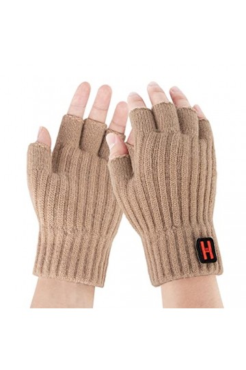 Mitaines – Gants dhiver chauds en polaire tricotée pour homme et femme, beige, taille unique