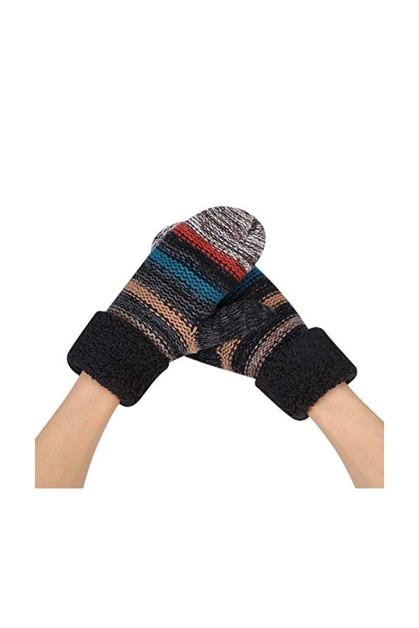IBLUELOVER Moufles Femmes Gants de Doigt Complet Gants Tricoté en Laine Gants Hiver Chaud Doublure Polaire Gants Thermique Do