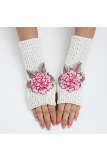 HERSIL Mitaines Mitaines Tricot Chaud Femme Mitaines Convertibles Moufles Mode Fleurs Femmes Gants Tige, Rose, taille unique