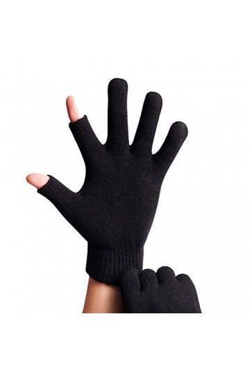 FUFU Moufles Épaissi Réchauffez Moitié Gants Doigts dhiver Tricoté Mitaines for Hommes Et Femmes Color : A 