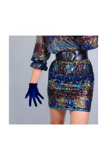 TJOIUY Gants dhiver Or Velours Gants Hiver Court opéra Noble Violet Haute élastique Flanelle Robe Mitaines Femme Chaud Cycli