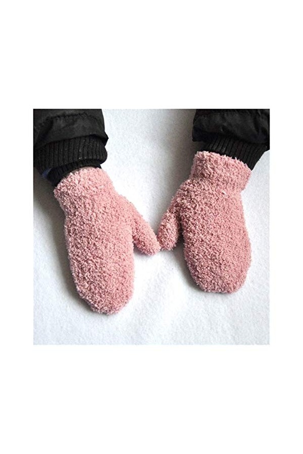 AiKoch Gants dhiver Chaud Wrap for Enfants Solide Tricoté Intérieur Doux Laine Thicken Gant 1-4 Ans Garçons Et Filles Gants 