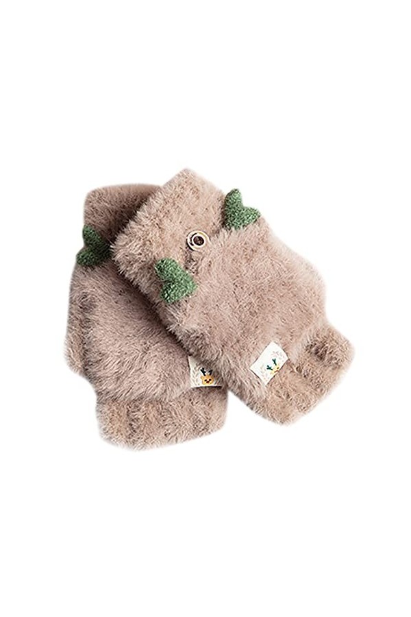 Gants dhiver duveteux pour garder au chaud pour femmes, gris, taille unique