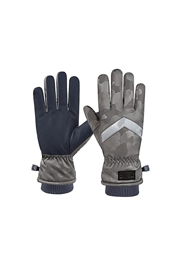 Gants dhiver dhiver à fermeture éclair pour écran tactile - Coupe-vent - Chaud - Imperméable - Gants de ski en cuir pour fe