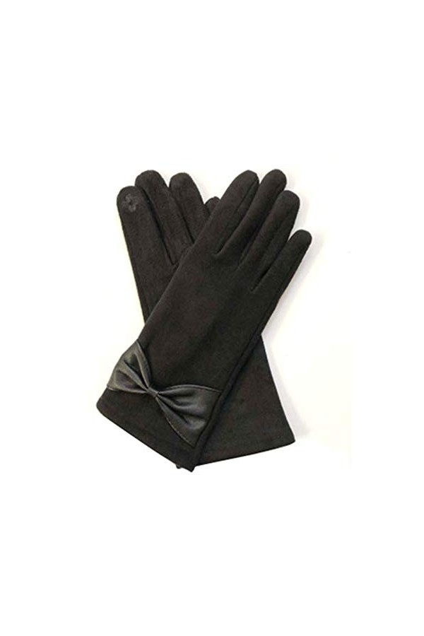 JBIVWW Mode féminine Hiver Chaud écran Tactile Mitaines dhiver de Femme en Cuir Bow Broderie Gant Souple Poignet Gant de Con