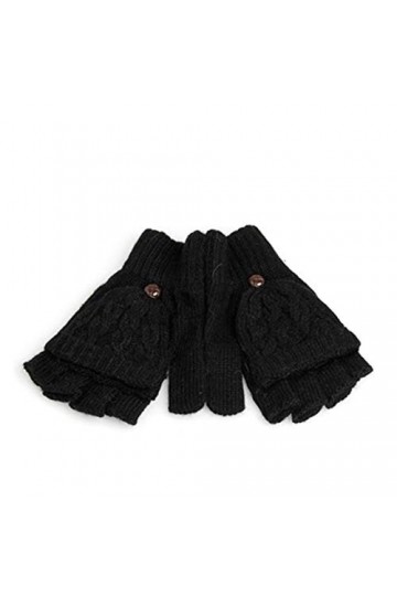 JBIVWW Femmes Hommes Solide Hiver Doux Gants Fingerless Mitaines en Tricot Gant Chaud à la Main Color : Black 