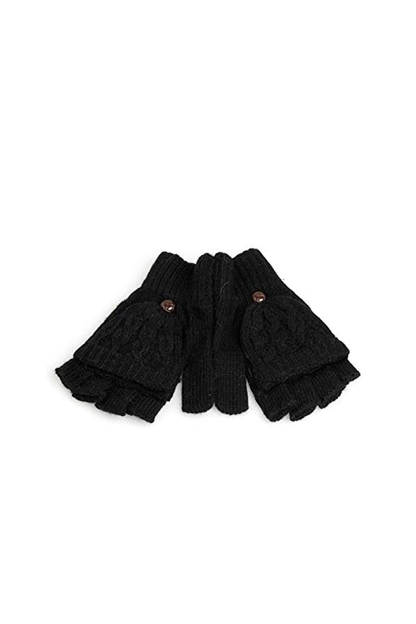 JBIVWW Femmes Hommes Solide Hiver Doux Gants Fingerless Mitaines en Tricot Gant Chaud à la Main Color : Black 