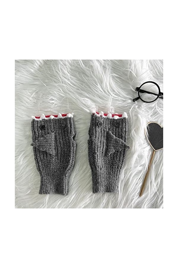 Gants tricotés à la main pour femme Gris, gris, taille unique