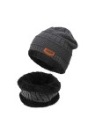 TAGVO Hiver Bonnet Chapeau Écharpe Ensemble Tricot Doublure Molleton Polaire Doux Chaud,Beanie Cap Élastique en Laine Épais C