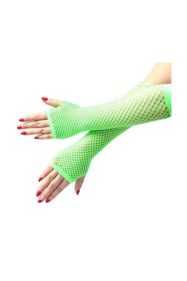 Gants dhiver Évider Punk Glov Femmes Sexy Gants Noirs Doigt Complet élégant Dame Costume de Danse Dentelle sans Doigts Maill