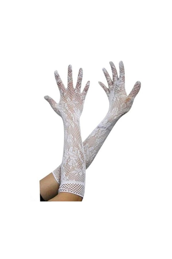Gants dhiver Évider Punk Glov Femmes Sexy Gants Noirs Doigt Complet élégant Dame Costume de Danse Dentelle sans Doigts Maill