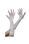 Gants dhiver Évider Punk Glov Femmes Sexy Gants Noirs Doigt Complet élégant Dame Costume de Danse Dentelle sans Doigts Maill