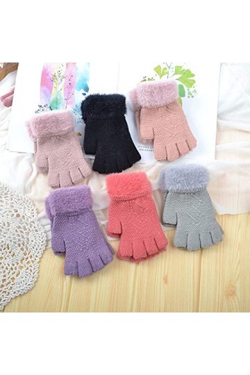 Gants sans Doigts pour Femmes,Hiver Gants Thermiques Tricotés pour Fille Gants sans Doigts Écran Tactile Gants Demi-Doigt Cha