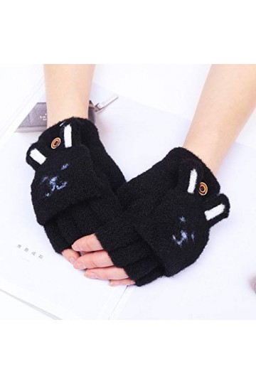 Gants sans Doigts pour Femmes,Gants Thermiques dhiver pour Fille Gants sans Doigts Écran Tactile Mitaines Tricotées Chaudes 
