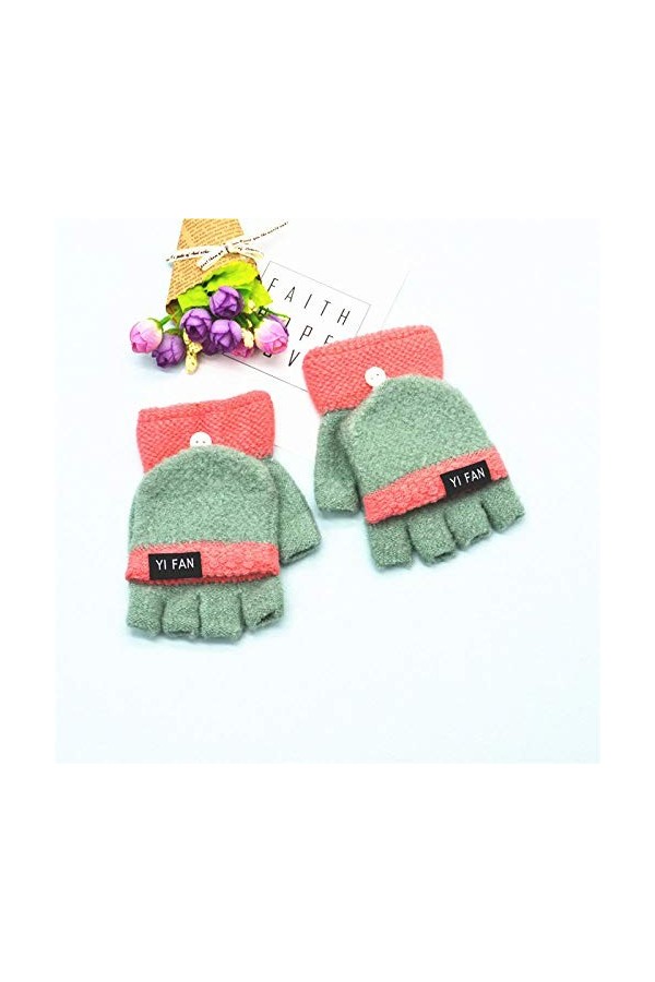 Gants sans Doigts pour Femmes,Gants Thermiques dhiver Mignons pour Fille Gants sans Doigts Assortis À Écran Tactile Mitaines