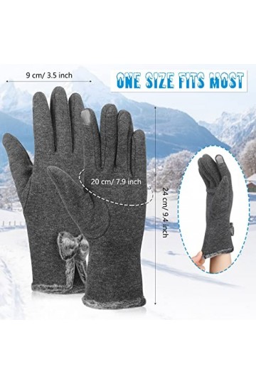 2 Paires Gants Hiver Chauds avec Nud pour Écran Tactile Coupe-Vent Mitaines à Doigts Complets de Conduite, Noir et Gris