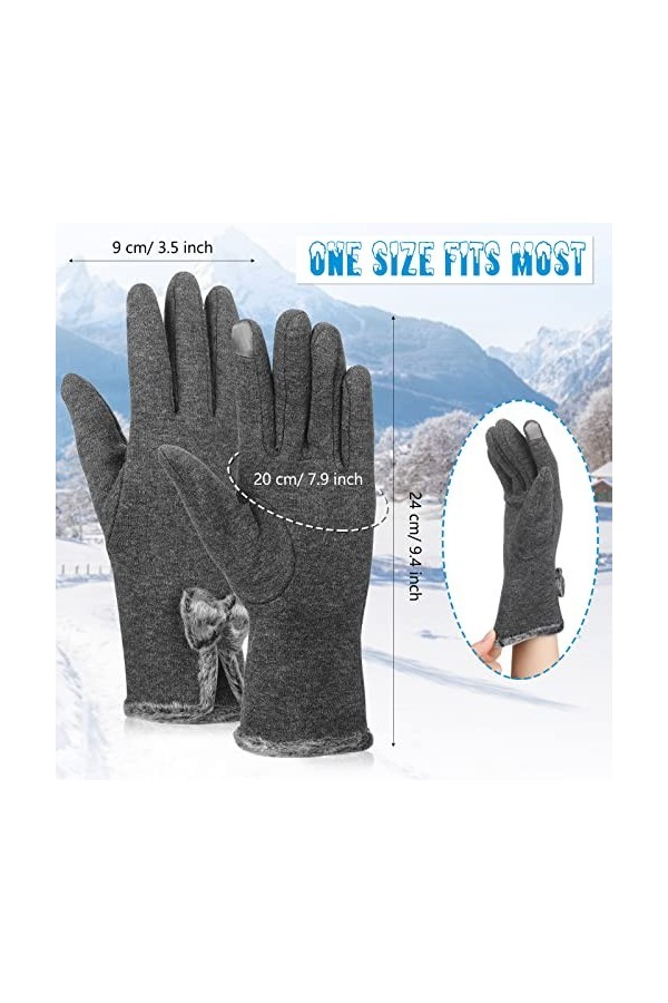 2 Paires Gants Hiver Chauds avec Nud pour Écran Tactile Coupe-Vent Mitaines à Doigts Complets de Conduite, Noir et Gris