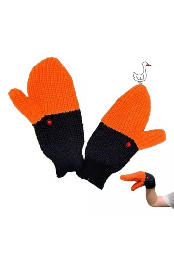 KARPIX Gants tridimensionnels en tricot cygne mitaines doie couleur contrastée moufles élastiques automne hiver gants chauds