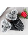 umass Gants en cuir pour femme - Gants dhiver chauds pour écran tactile - Moufles en fourrure