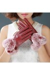 umass Gants en cuir pour femme - Gants dhiver chauds pour écran tactile - Moufles en fourrure