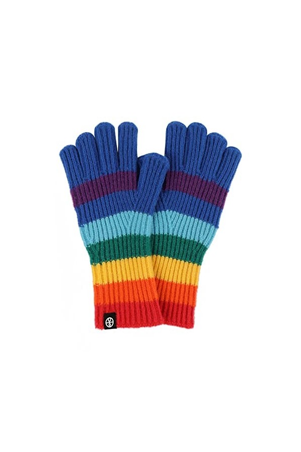Frotox Gants à rayures arc-en-ciel de dessin animé - Moufles de Noël - Moufles épaisses colorées pour adultes, Bleu arc-en-ci