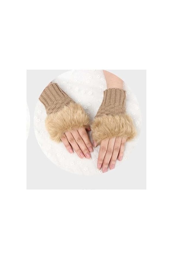 TJOIUY Gants dhiver Gants dhiver de Mode Femmes Chauffe-Bras Mitaines sans Doigts Gants tricotés Chauds Mitaines à Tricoter