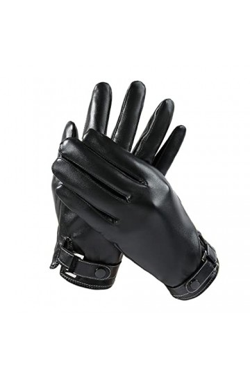 Gants pour Hommes Hiver, Écran Tactile pour Hommes À La Mode Couple Gants en Cuir Hiver Coupe-Vent Et Chaud Noir Loisirs De P