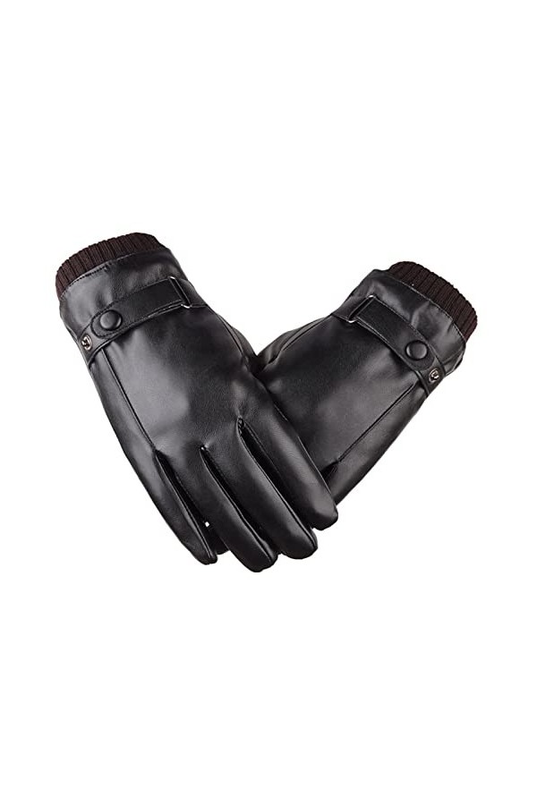 Gants pour Hommes Hiver, Écran Tactile pour Hommes À La Mode Couple Gants en Cuir Hiver Coupe-Vent Et Chaud Noir Loisirs De P