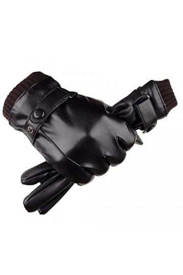 Gants pour Hommes Hiver, Écran Tactile pour Hommes À La Mode Couple Gants en Cuir Hiver Coupe-Vent Et Chaud Noir Loisirs De P
