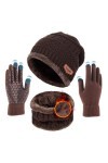 Bonnet Écharpe et Gants à Écran Tactile Homme Femme Ensemble Daccessoires Chauds Dhiver 3en1 [Doublure Molleton Bonnet Tric