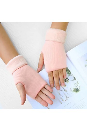 YJLGMM Écran Tactile Acrylique dhiver en Tricot dhiver Typing Automne Automne Femmes Plus Velvet Double à Demi-Doigt sans D