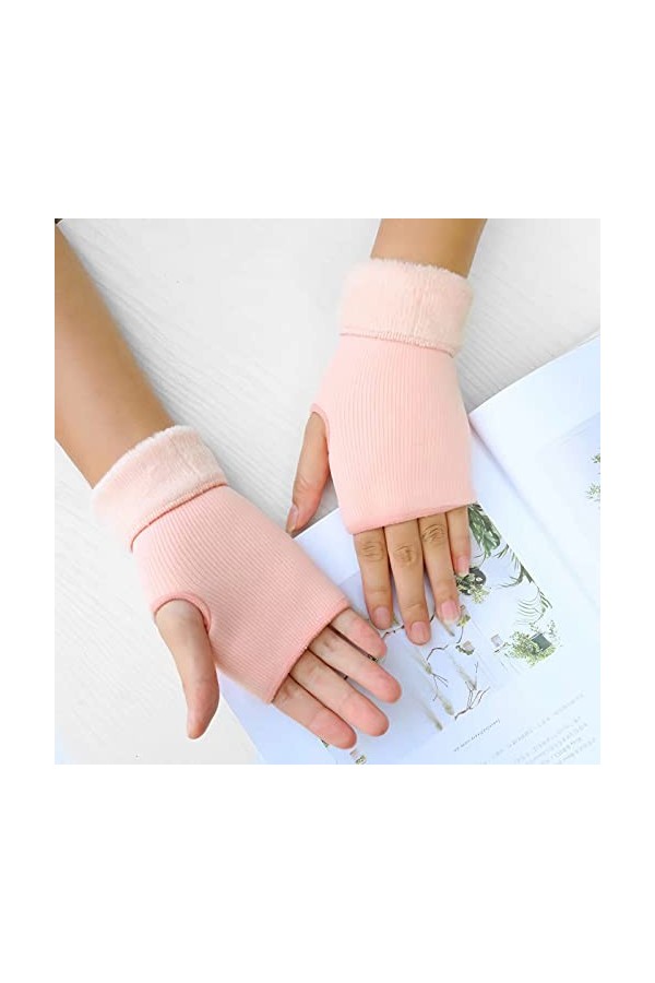 YJLGMM Écran Tactile Acrylique dhiver en Tricot dhiver Typing Automne Automne Femmes Plus Velvet Double à Demi-Doigt sans D