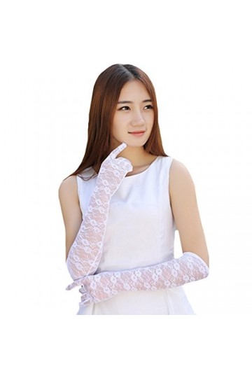 LA HAUTE - Gants longs en dentelle pour femme - Gants de mariée élégants pour lété - Protection solaire - Gants de conduite 