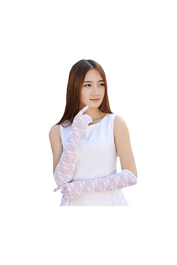 LA HAUTE - Gants longs en dentelle pour femme - Gants de mariée élégants pour lété - Protection solaire - Gants de conduite 