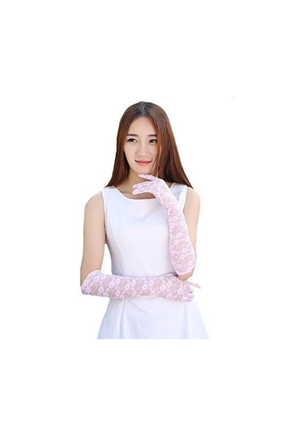 LA HAUTE - Gants longs en dentelle pour femme - Gants de mariée élégants pour lété - Protection solaire - Gants de conduite 