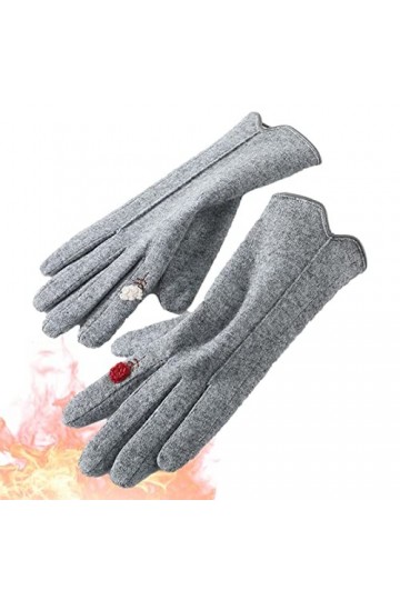 Onlynery 4 Gants tricotés pour Femme – Gants en Cachemire avec Fleur – Gants dhiver Chauds avec Motif tressage en Laine pour