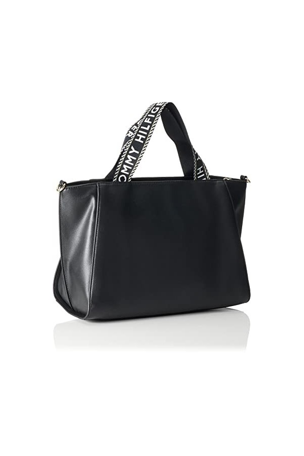 Tommy Hilfiger Sac Bandoulière Femme Tommy Life Tote Moyen Modèle, Noir Black , Taille Unique