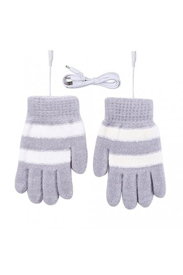 Gants dhiver en tricot doublé chaud avec poignets élastiques, gris, taille unique