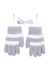 Gants dhiver en tricot doublé chaud avec poignets élastiques, gris, taille unique