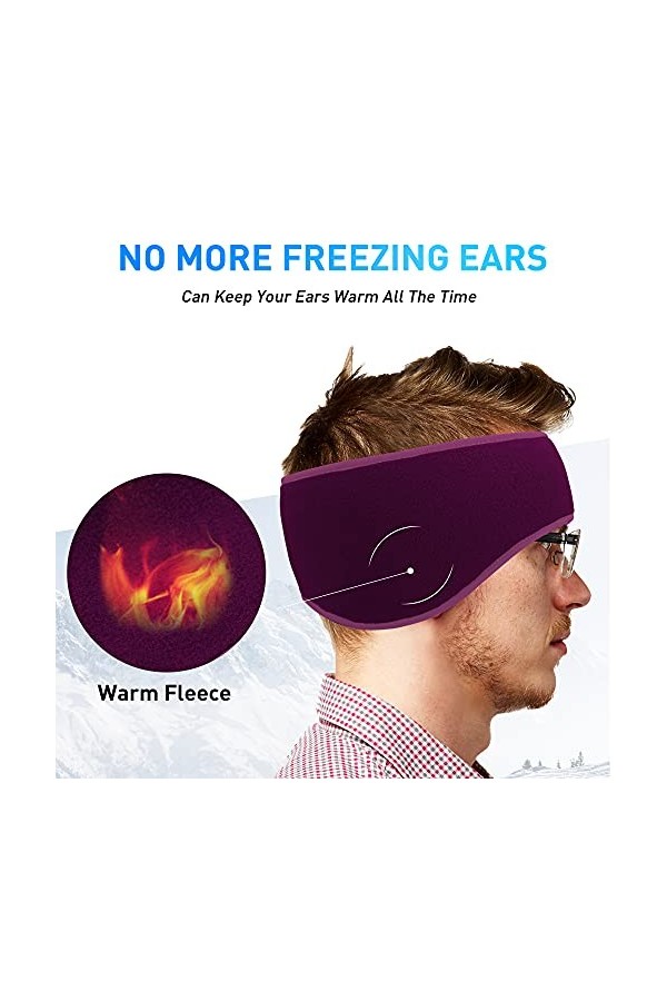 Arcweg 2 PCS Bandeau doreille Léger Homme Femme Unisexe Tissu Fleece Cache Oreilles Extensible Thermique Hiver pour Ski Cour