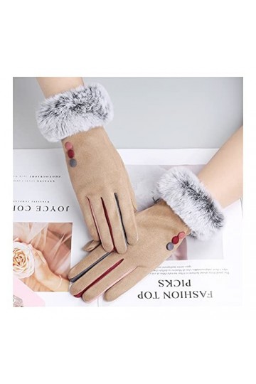 Gants dhiver Winter Femme Simple Couche Chaud Cachemire Plein Finger Bouton Cyclisme Mitaines Femmes Suisse Cuir Screen à éc