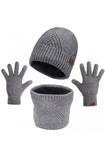 Maylisacc Skullies Bonnet Hiver Ski Cache-Cou et Gants Tactiles Hommes, Ensemble Écharpe Beanie et Gant, Gris Clair