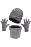 Maylisacc Skullies Bonnet Hiver Ski Cache-Cou et Gants Tactiles Hommes, Ensemble Écharpe Beanie et Gant, Gris Clair