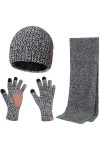 Maylisacc Skullies Bonnet Hiver Ski Cache-Cou et Gants Tactiles Hommes, Ensemble Écharpe Beanie et Gant, Gris Clair