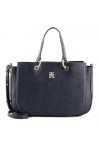 Tommy Hilfiger Sac Femme TH Emblem Satchel Fermeture Éclair, Bleu Space Blue , Taille Unique