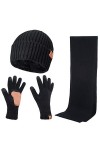 Maylisacc Skullies Bonnet Hiver Ski Cache-Cou et Gants Tactiles Hommes, Ensemble Écharpe Beanie et Gant, Gris Clair